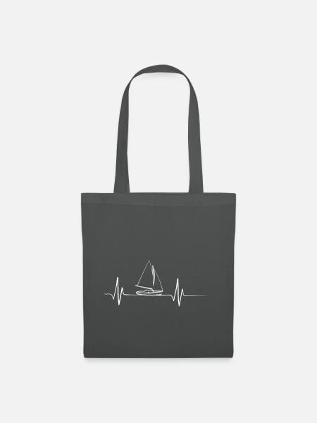 Segelboot Herzschlagkurve - Ich liebe Segeln - Stoffbeutel - Graphite