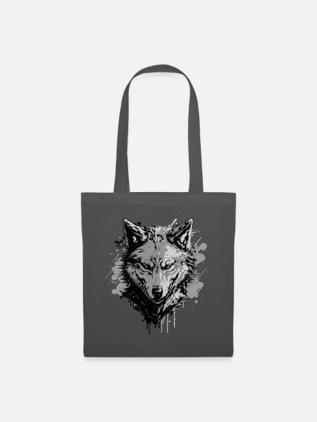 Grauer Wolf – Starkes Tiermotiv - Stoffbeutel - Graphite