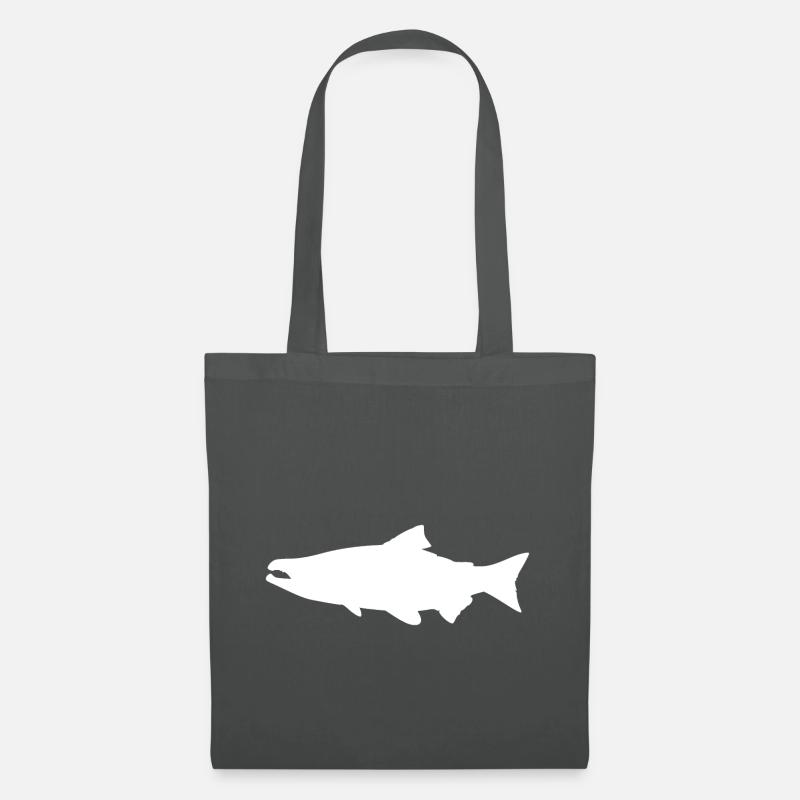 Lachs Silhouette Forelle Angeln Geschenk - Stoffbeutel - Graphite