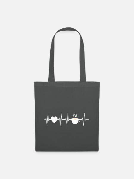 Herzschlag Kaffeeliebe - Kaffee Geschenk - Stoffbeutel - Graphite