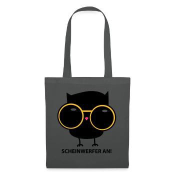 Eule mit Brille (b) - Stoffbeutel - Graphite - Vorne