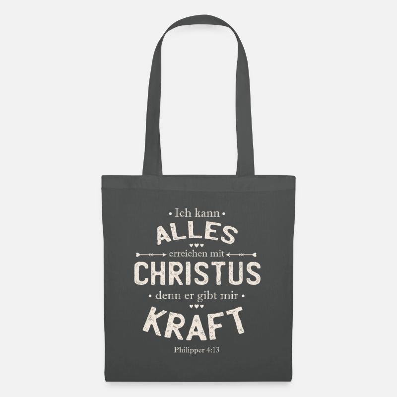 Christus Spruch Kraft Jesus Spruch Geschenk - Stoffbeutel - Graphite