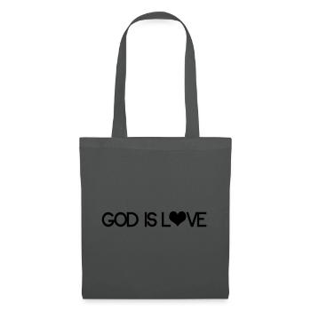 Gott ist Liebe – Spirituelles christliches Herz - Stoffbeutel - Graphite - Vorne