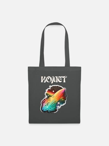 Kometensturm: Ein futuristisches Regenbogen Design - Stoffbeutel - Graphite