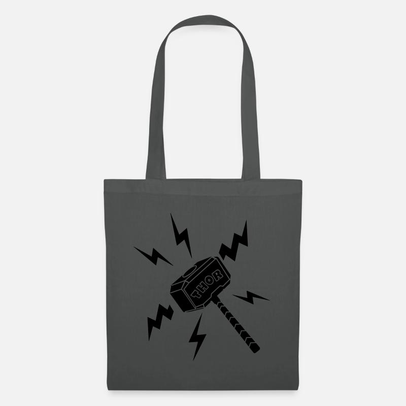 Thor-Hammer mit Text THOR - Stoffbeutel - Graphite