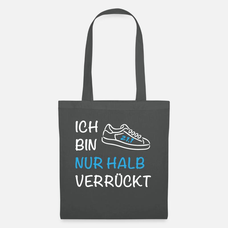 Halb Verrückt Halbmarathon Schuh Läufer Geschenk - Stoffbeutel - Graphite