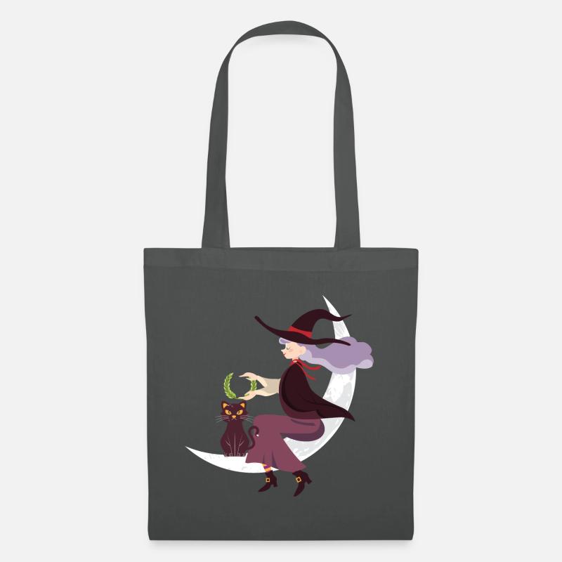 Halloween Katze Hexe - Stoffbeutel - Graphite