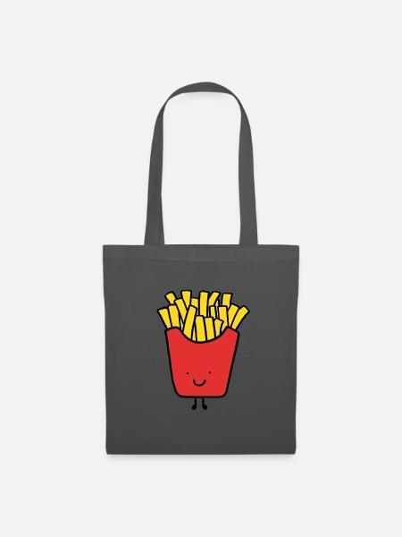 Best Friends, Beste Freunde, Partnershirt, Pommes - Stoffbeutel - Graphite