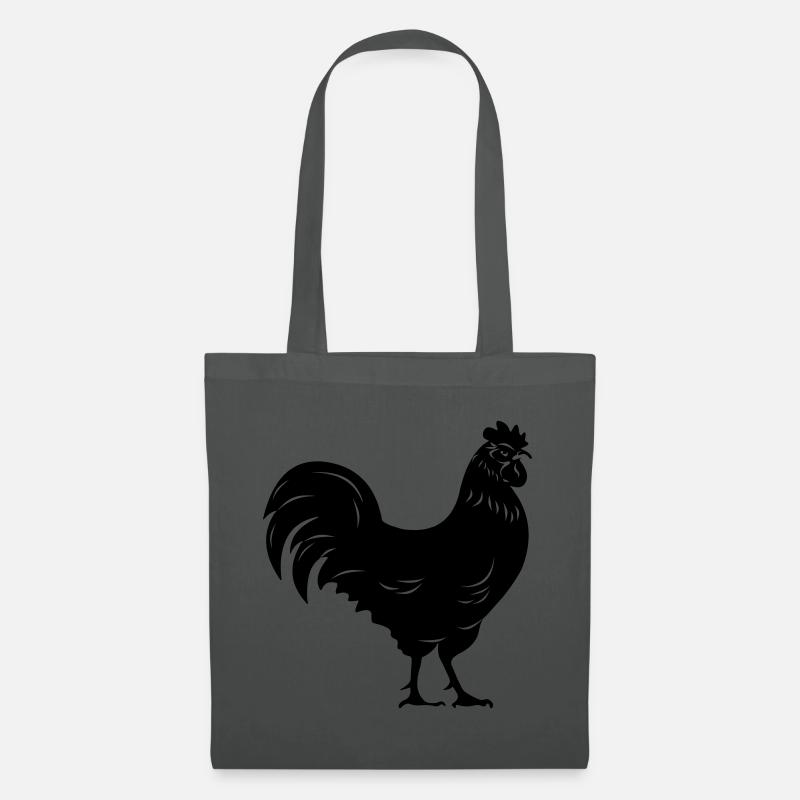 Hahn schwarz transparent Schattenbild - Stoffbeutel - Graphite