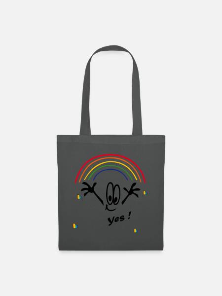 yes, Regenbogenfarben, rainbow - Stoffbeutel - Graphite