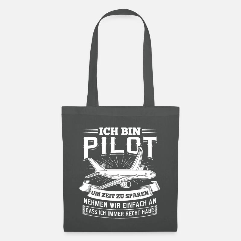 Ich bin Pilot Flugzeug Fliegen Luftfahrt - Stoffbeutel - Graphite