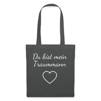 Du bist mein Traummann - Herz - Liebe - love - Stoffbeutel - Graphite - Vorne