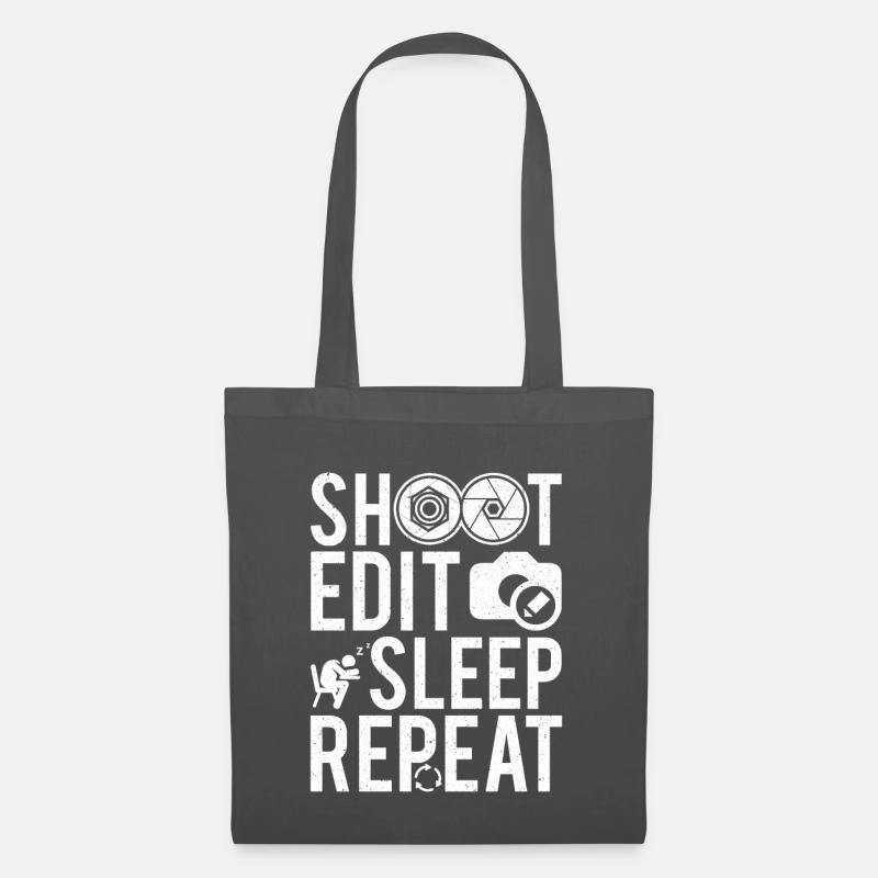 Shoot Edit Sleep Repeat Photography Camera Gift - Stoffbeutel - Graphite