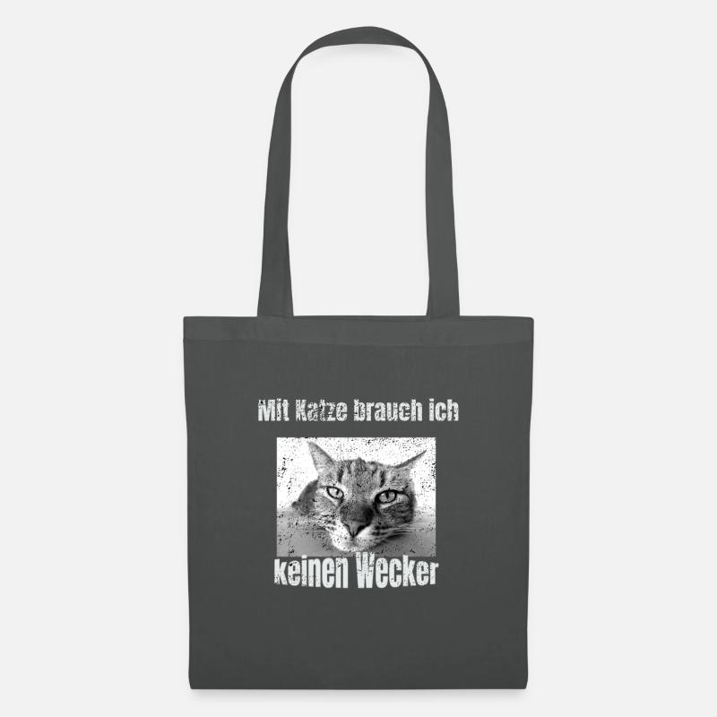 Mit Katze brauch ich keinen Wecker - Stoffbeutel - Graphite