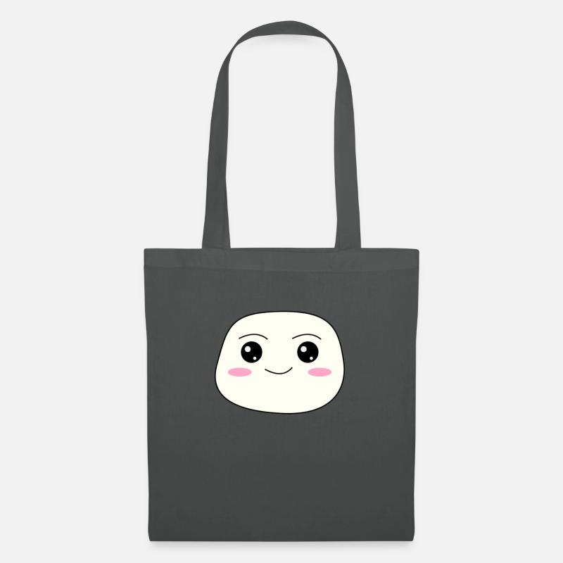 Kawaii Marshmallow - Süßes Gesicht - Stoffbeutel - Graphite