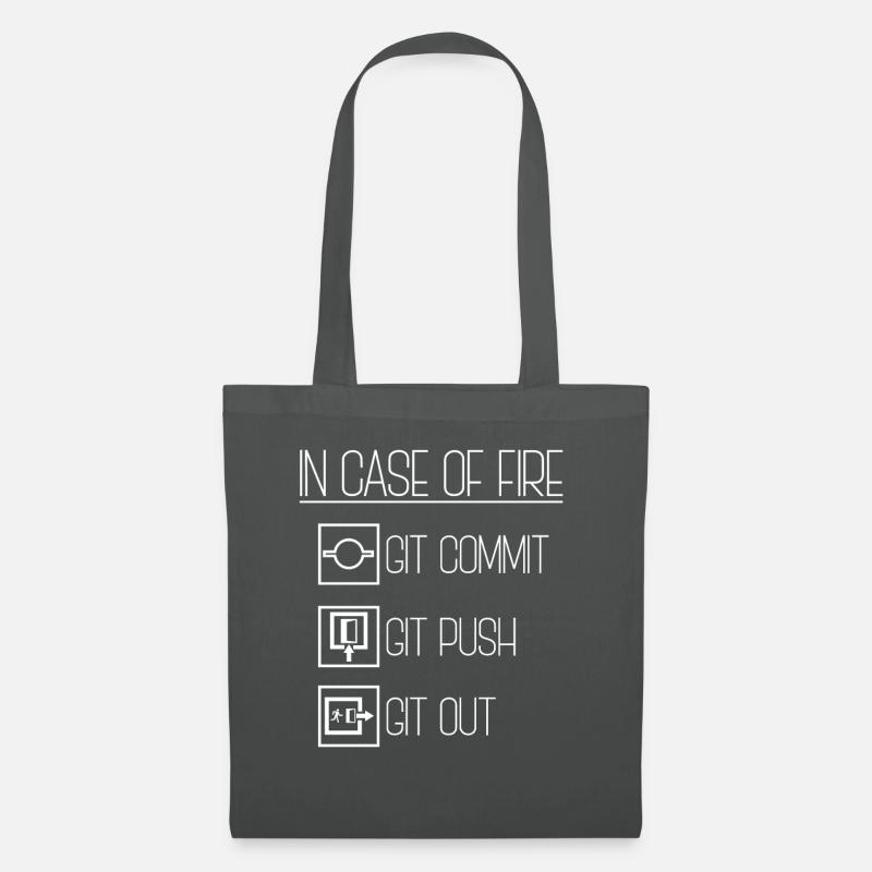 In Case Of Fire Git Commit Coding Programmer Linux - Tote Bag - graphite grey