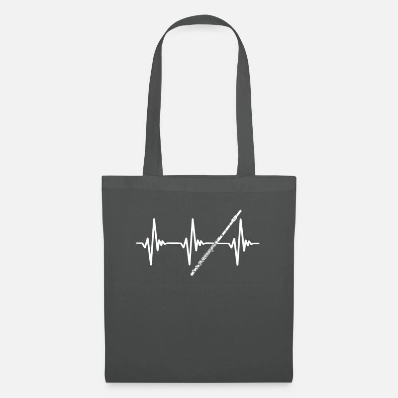 Querflöte Spieler Flötist Herzschlag Geschenk - Stoffbeutel - Graphite