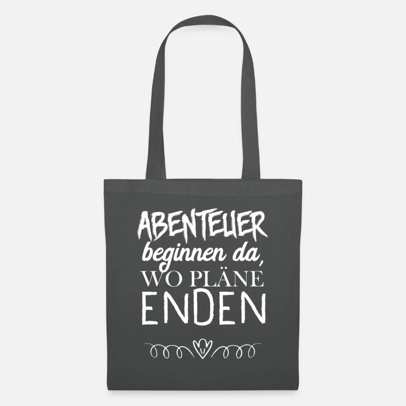 Abenteuer Beginnen Da, Wo Pläne Enden Geschenk - Stoffbeutel - Graphite
