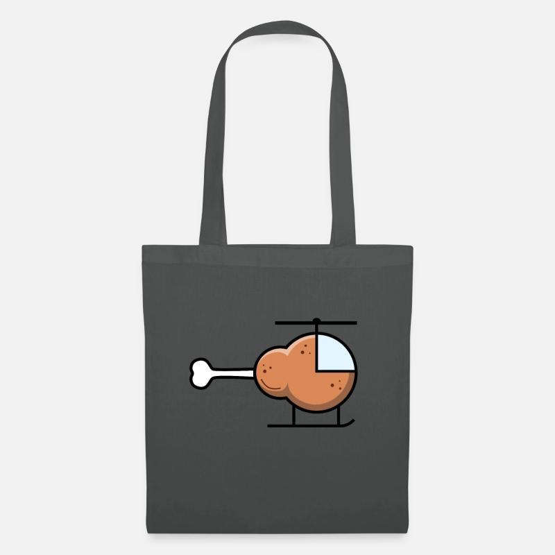 Helikopter Hähnchen Keule Essen Geschenkidee - Stoffbeutel - Graphite