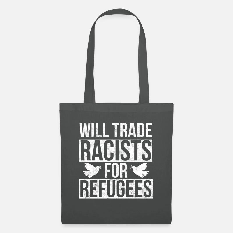 Flüchtlinge Immigrant Refugees Welcome - Stoffbeutel - Graphite