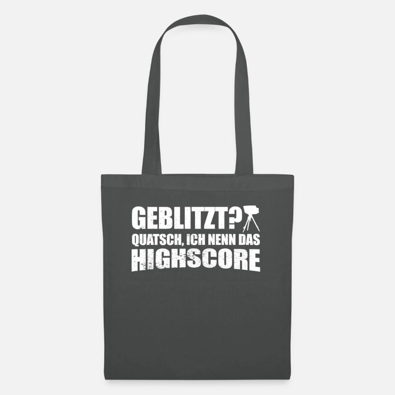 Blitzertester Geblitzt Auto Radarkontrolle Tempo - Stoffbeutel - Graphite