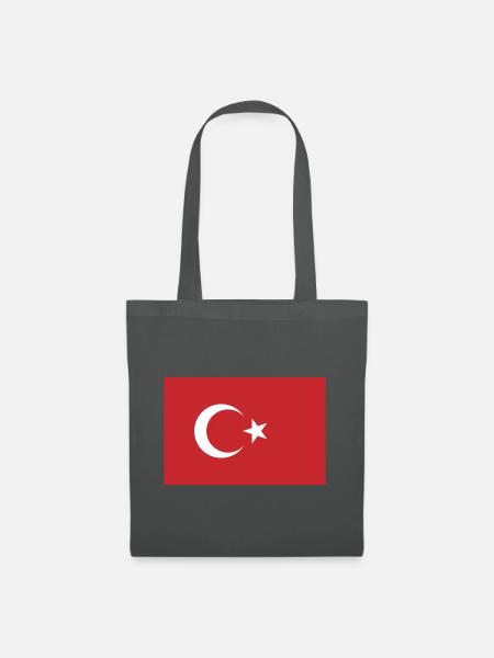 Flagge der Türkei, Flagge Türkei - Stoffbeutel - Graphite