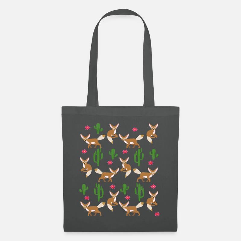 Fuchs Wolf Fennec Fox niedlich Geschenk Kaktus - Stoffbeutel - Graphite