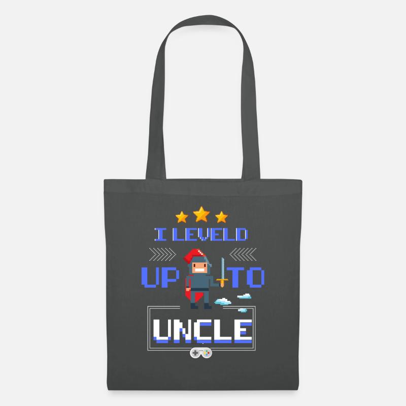 I leveld up to Uncle - ich werde Onkel Geschenk - Stoffbeutel - Graphite