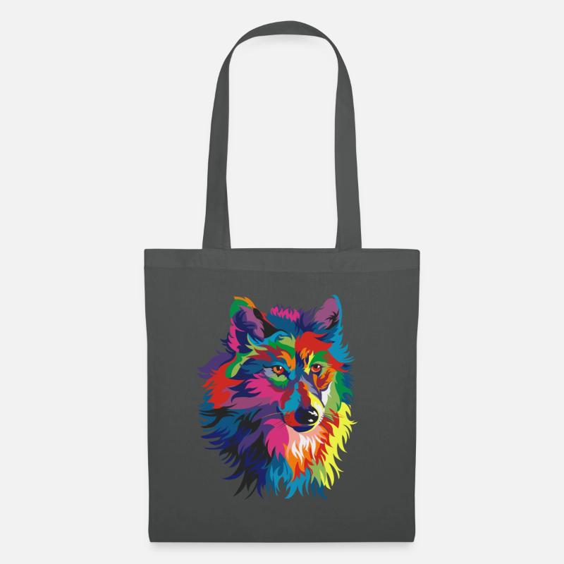 Bunte Wolf - Stoffbeutel - Graphite