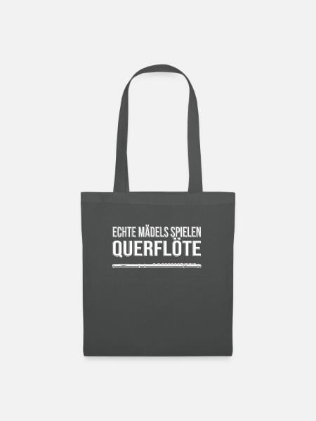 ECHTE MÄDELS SPIELEN QUERFLÖTE - Flöte, lustig - Stoffbeutel - Graphite