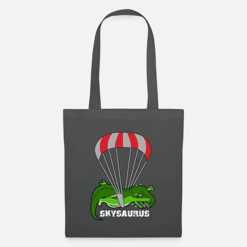 Fallschirmspringer Dinosaurier T-rex Lustig - Stoffbeutel - Graphite
