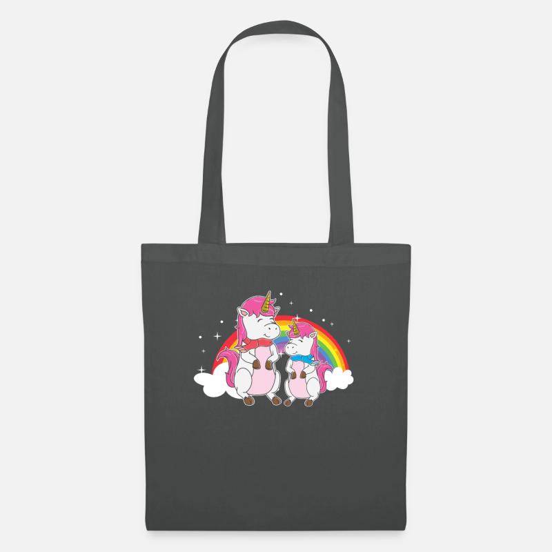 Einhorn Schwestern Zwei Einhörner Regenbogen - Stoffbeutel - Graphite