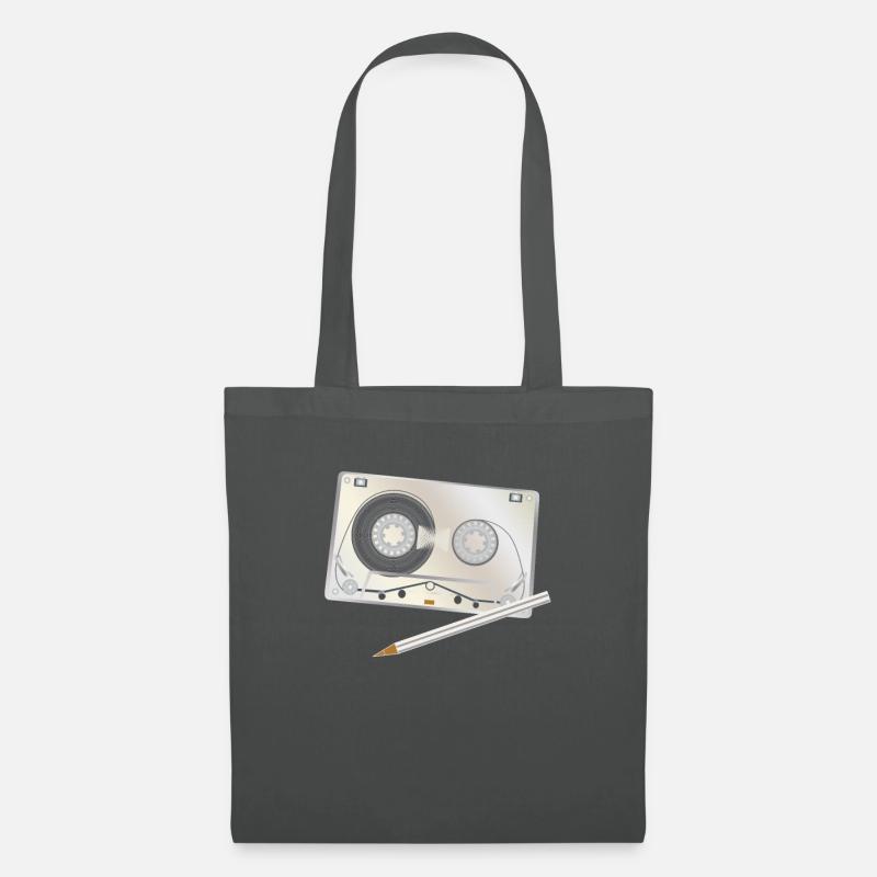 Kasette mit Bleistift Tape Mixtape - Stoffbeutel - Graphite