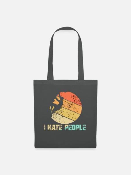 I HATE PEOPLE Vintage Klettern Bouldern Outdoor - Stoffbeutel - Graphite