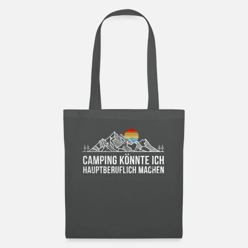 Camping Camper Geschenk Retro - Stoffbeutel - Graphite