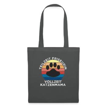 Vollzeit Katzenmama und Teilzeit Friseurin - Stoffbeutel - Graphite - Vorne
