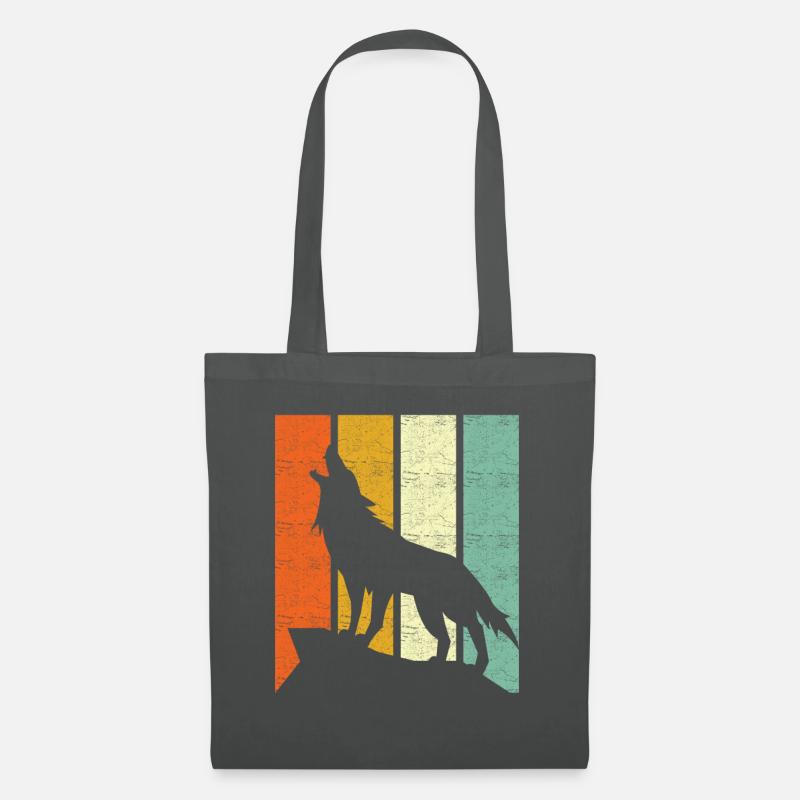 Wolf Retro - Stoffbeutel - Graphite