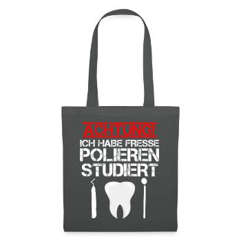 Zahnarzt Fresse Polieren Zähne Zahnarzthelferin - Stoffbeutel - Graphite - Vorne