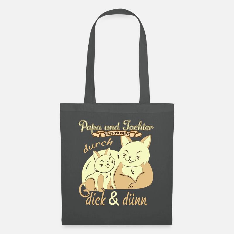 Papa und Tochter durch dick & dünn Katze - Stoffbeutel - Graphite