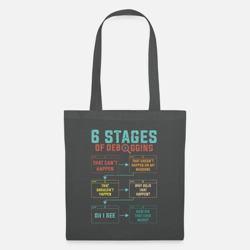 Programmierer 6 Stages of debugging - Stoffbeutel - Graphite