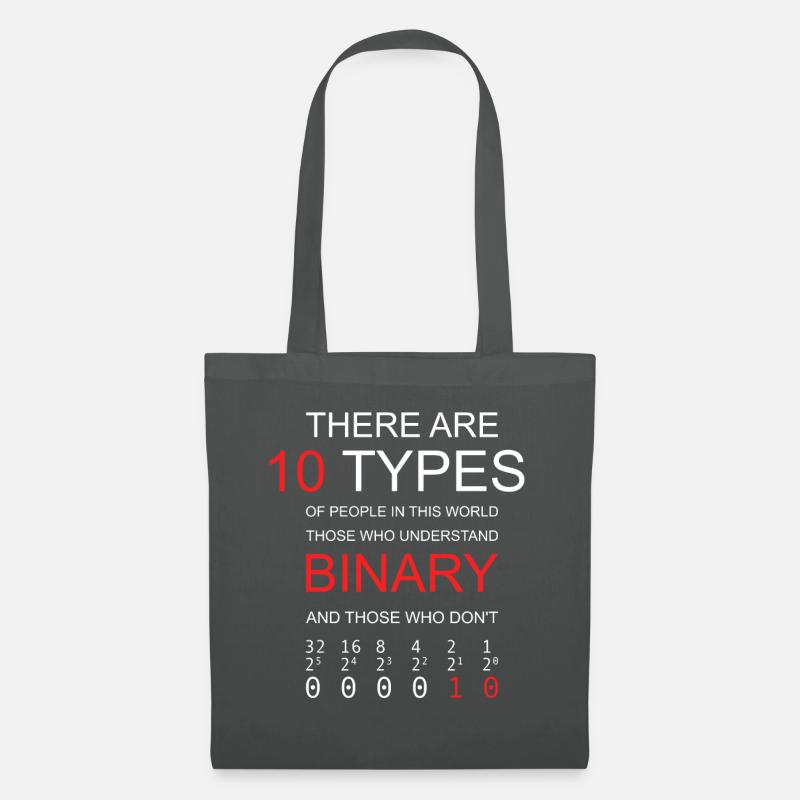 10 TYPES OF PEOPLE BINARY Programmierer Witz Funny - Stoffbeutel - Graphite