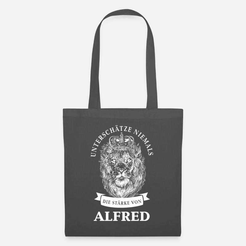 Alfred Geschenk Name Löwe - Stoffbeutel - Graphite