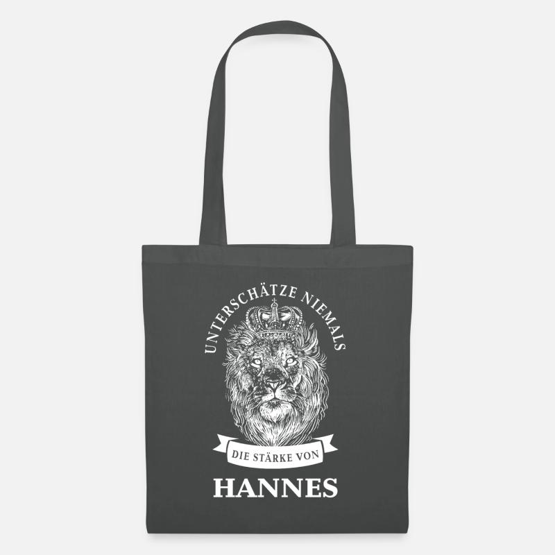 Hannes Geschenk Name Löwe - Stoffbeutel - Graphite