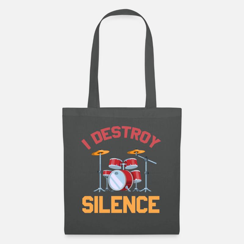 I Destroy Silence Drummer - Stoffbeutel - Graphite