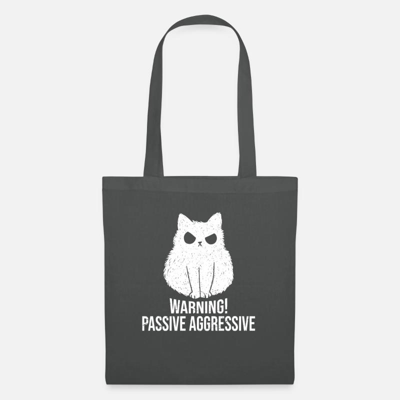 Katze Warnung Passiv Aggressiv - Stoffbeutel - Graphite