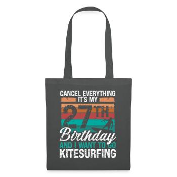 27 Birthday Kiteboarding Kitesurfer 27 Year Old - Stoffbeutel - Graphite - Vorne