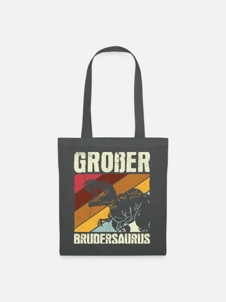 Großer Bruder Geschenk Brudersaurus T-Rex Dino - Stoffbeutel - Graphite