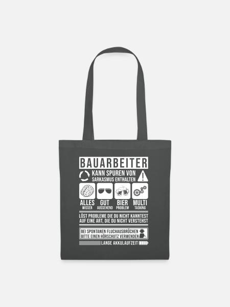 Bauarbeiter Baustelle - Stoffbeutel - Graphite
