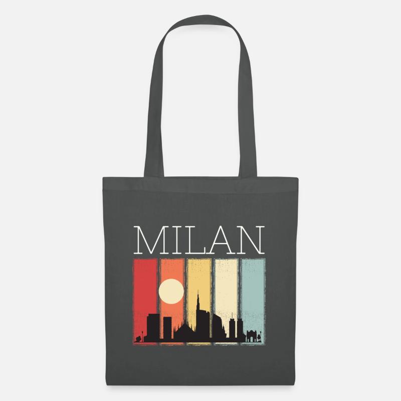 Mailand Mond Skyline Retro Mailänder Dom - Stoffbeutel - Graphite