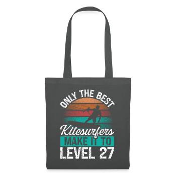 27 Kitesurf Level 27 Year Retro Kiteboarding - Stoffbeutel - Graphite - Vorne
